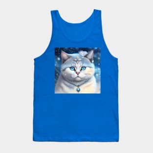 White Jeweled British Shorthair Tank Top